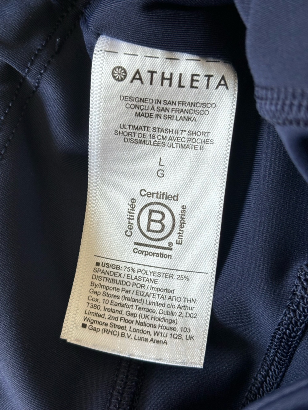 Athleta Navy Ultimate Stash II 7” Short L - Picture 6 of 11